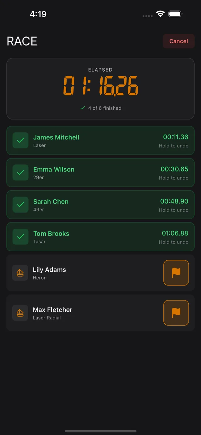 Active race timing